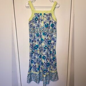 Hanna Andersson Size 10 Blue Floral NWT Vintage Sundress Buttons Square Neck